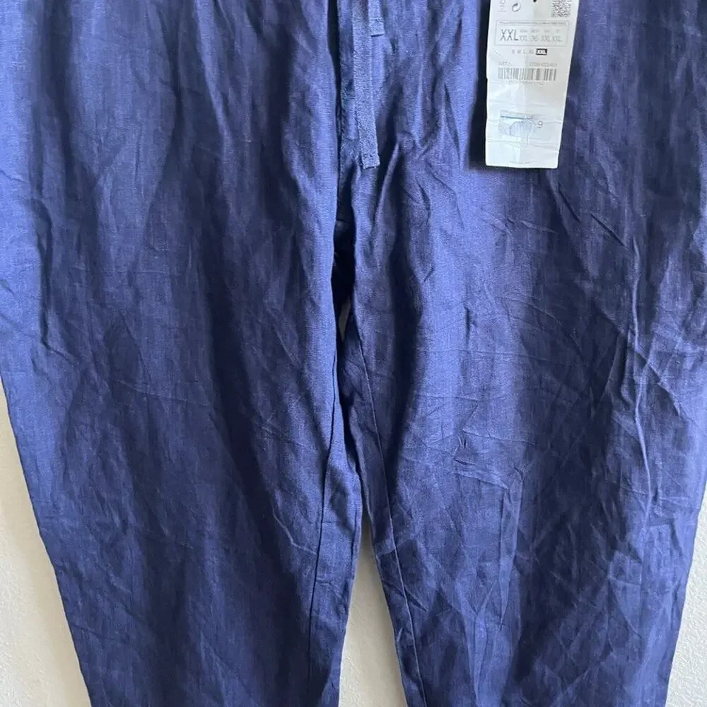 NWT Zara Men's Blue Linen Pants Size XXL Style 0706/433/01